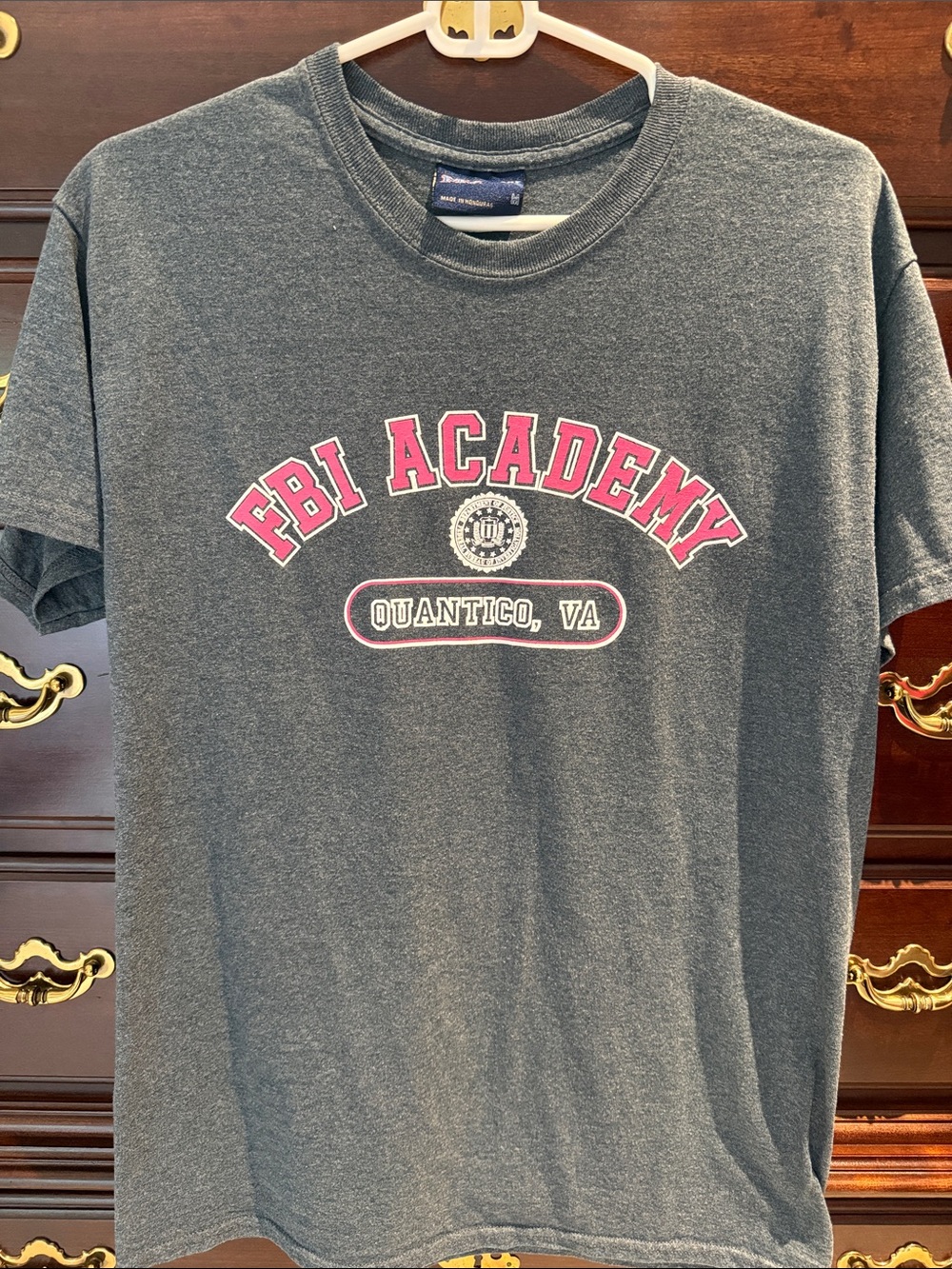 MV Sport Gray Short Sleeve 'FBI Academy' Quantico Graphic Tee